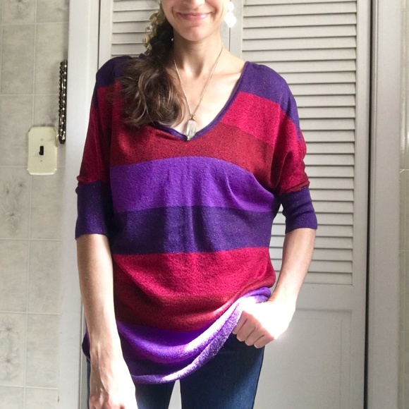 Express Sweaters - {Express} Color Block Backside Button Down Sweater